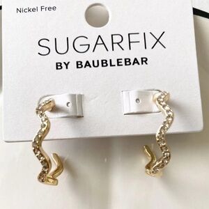 Sugarfix by BaubleBar Womens Zig Zag Crystal Hoop Gold Earrings NEW